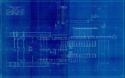 Sawing floor plan blueprint for the Saw Mill by the Craig Mountain Lumber Company by Wash. Huffman.