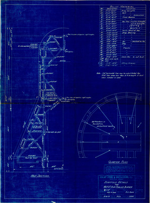 Scaffold details for 60'-0" Air Cooler Burner blueprint by Colby Steel and Engineering Company, Seattle, Washington.