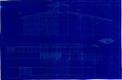 Dry lumber shed blueprint for the Craig Mountain Lumber Coy. [company]. 12 bays [for lumber seasoning and drying.