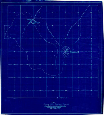 Map showing the water shed above reservoir on blueprint paper of the Craig Mountain Lumber Co. Winchester, Idaho.