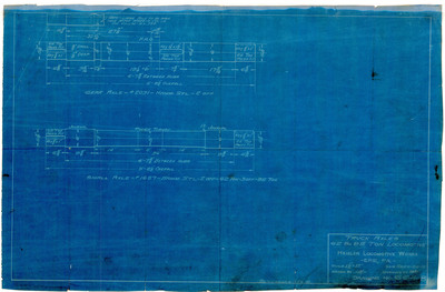 Truck axles 62 8c 85 ton locomotive blueprint by Heisler Locomotive Works. Drawing no.664-B.