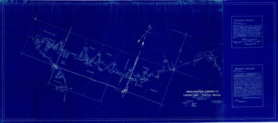 Map of Craig Mountain Lumber Co. Logging Railroad from Lapwai Lake to Station 180+00, Lewis County, Idaho. Notarized affidavit certifying the accuracy of the cartography indicate that a copy of this map was submitted to the Secretary of the Interior "in order that the company may obtain the benefits (sic) of the act of Congress approved March 2, 1899, entitled "An Act to Provide for the Acquiring of Rights of Way by Railroad Companies thru (sic) Indian Reservations; Indian Lands, and indian Allotments and for other Purposes."