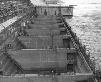 General view of reinforcing steel at East Powerhouse base