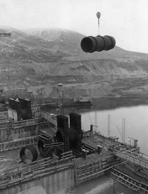 Lowering tube for placement in outlet works at elevation 1137.