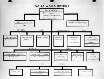 A chart of the organizational structure of the Corps of Engineers.
