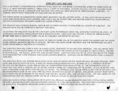 Description of proposed John Day Lock and Dam. See photo 94-0 17 for artist's rendition.