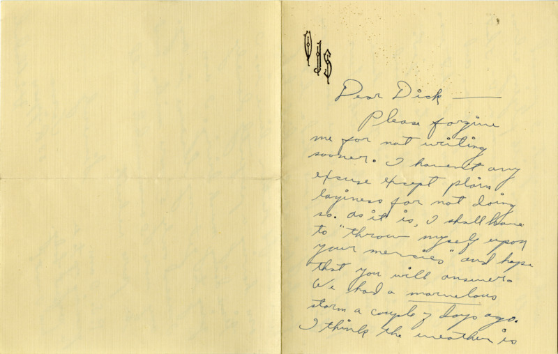 Handwritten letter from Verna Smith to Richard Dodson. Smith talks about her progress towards getting her drivers license.