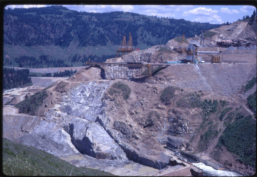 Photograph showing construction above the diversion tunnel.