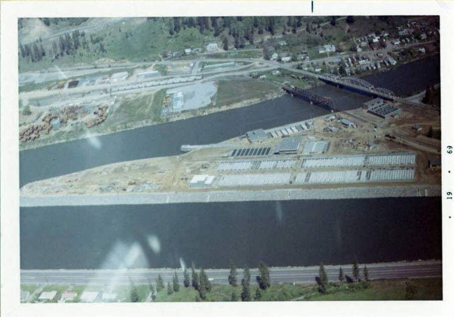 Aerial view of fish hatchery.  Lower Orofino can be seen on the lower side of the photo.