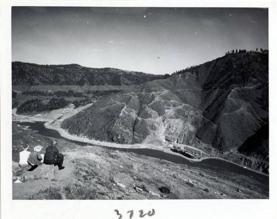 Photograph of the clearing operations showing the mouth of the diversion tunnel.