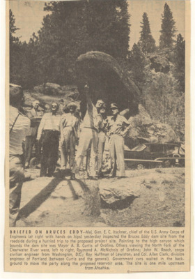 Maj. Gen. E.C. Itschner, chief of the U.S. Army Corps of Engineers discussed Bruce's Eddy dam site.