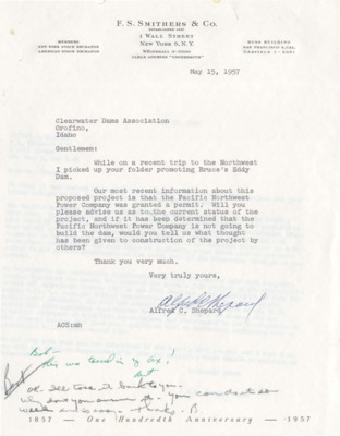 Letter to the Clearwater Dams Association