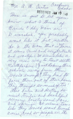 Letter from a dam hater