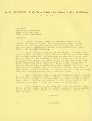 Letter to Max Tysor