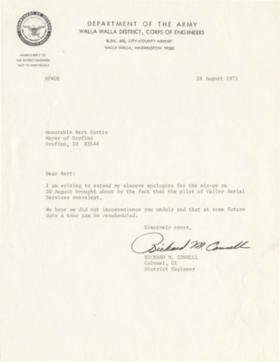 Letter to Bert Curtis