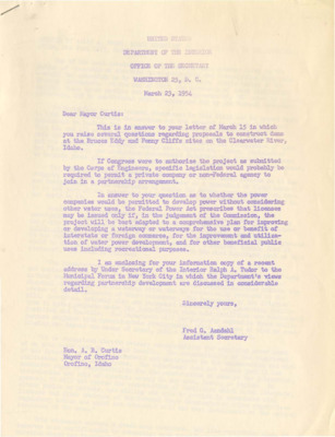 Letter to Bert Curtis