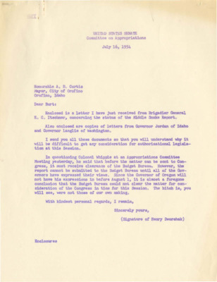 Letter to Bert Curtis