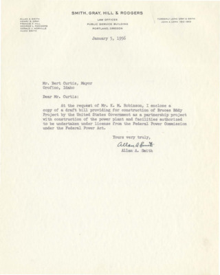 Cover letter for the Bruces Eddy Bill