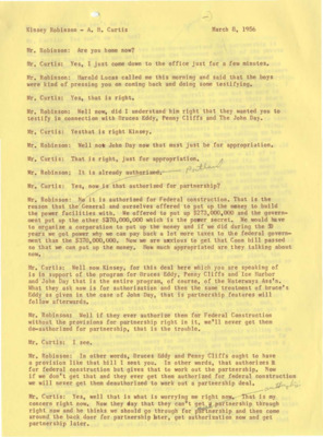 Telephone conversation between Bert Curtis and Kinsey Robinson