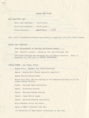 Notes on the use of various reservoirs