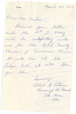 Letter to Bert Curtis