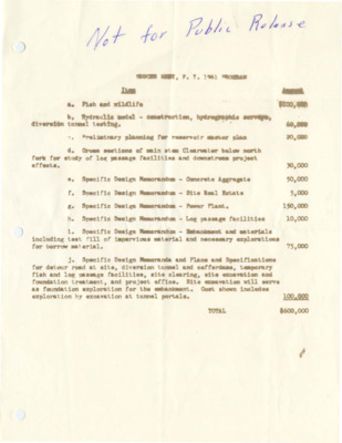 Information on the cost of the Bruce's Eddy Project