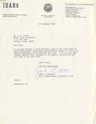 Resolution concerning the Dworshak Pool