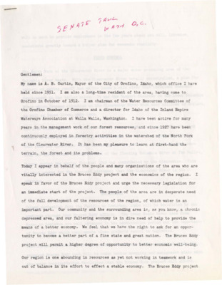 Speech given to the US Senate