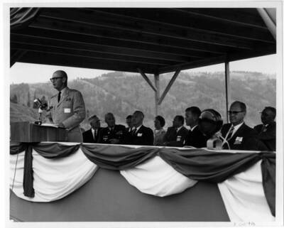 Col. McElwee, Corps of Engineers, Walla Walla, speaking at ground-breaking ceremony