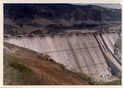 As the dam looked on April 26. About 100 ft. to go.