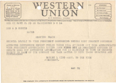 Reply to Curtis from the Office of the Vice President