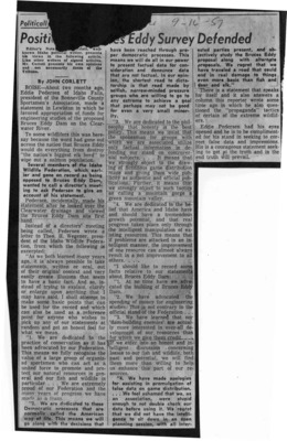 Favored appropriation of funds for engineering studies of the proposed Bruce's Eddy Dam on the Clearwater River