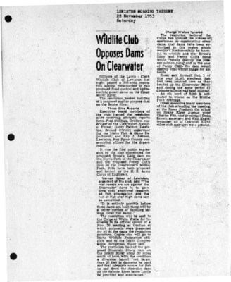 Argument that there should be no dam due to wildlife