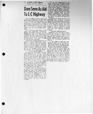 What should come first either the Dam or a new highway