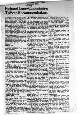 Commission to scan recommendation for fish and game