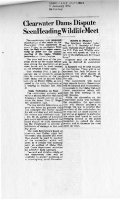 Controversy over proposed construction of two dams on the Clearwater river