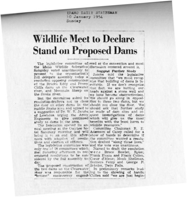 Wildlife declares stand on proposed dam