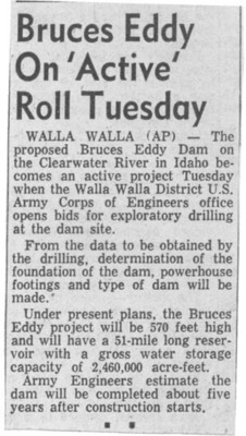 Proposed Bruce's Eddy Dam on the Clearwater River in Idaho