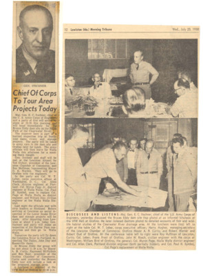 Maj. Gen. E.C. Itschner, chief of the U.S. Army Corps of Engineers discussed Bruce's Eddy dam site.