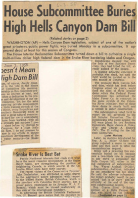 Hells Canyon Dam legislation is subject of one of the nations great private-vs.-public power fights was buried.