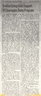 An appeal that residents of Lewiston support the river development program on Clearwater river