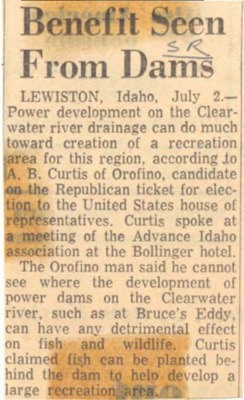 Power development on the Clearwater river drainage can do much toward creation of a recreation area