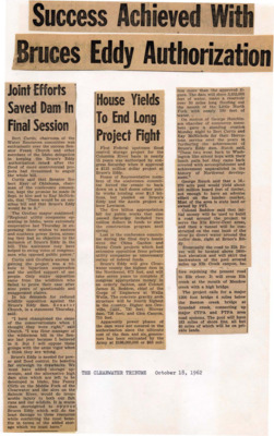 Bert Curtis was enthusiastic over the success Senator Frank Church in keeping the Bruce's Eddy  intact after flood