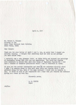 Letter from Bert Curtis