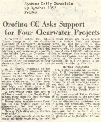 Delegates of the Orofino Chamber of Commerce attended a joint meeting of the roads and highways and waterways