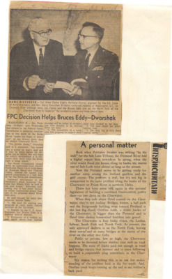 Col. Allen Clarke, and Sen. Henry Dworshak conferred about the Columbia River drainage dams.