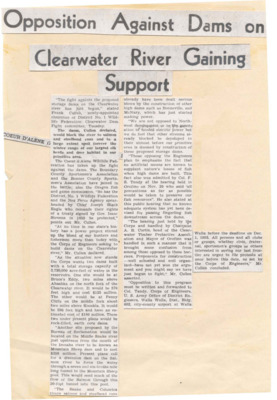 The fight against the proposed storage dams on the Clearwater river