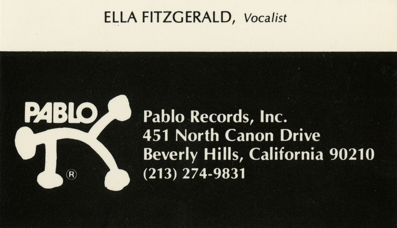 Ella Fitzgerald's buiseness card for Pablo Records.