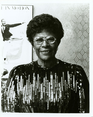 Black and white photographed portait of Ella Fitzgerald at the Taylor and Rose Award