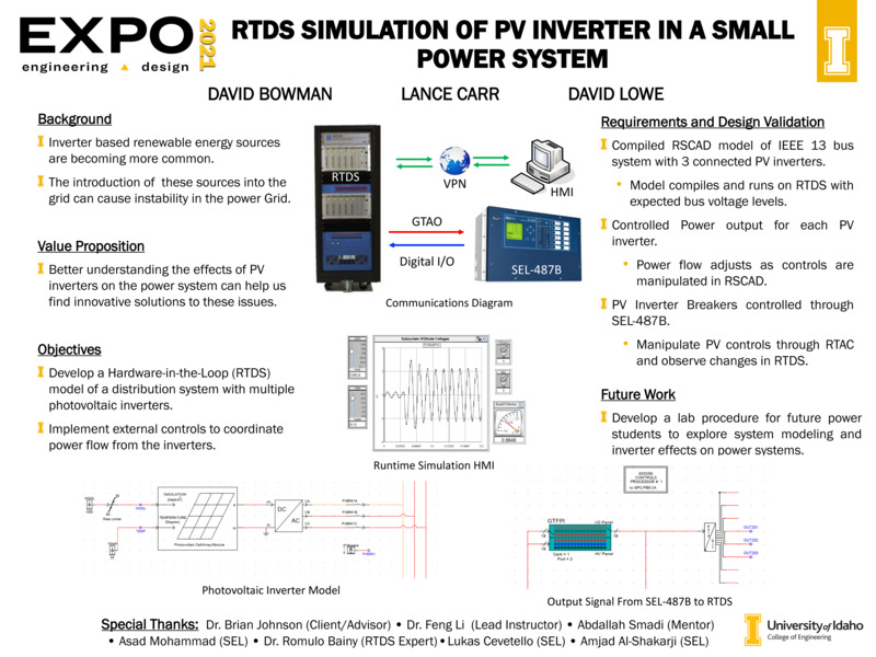 Digital poster with text blocks and engineering schematics.